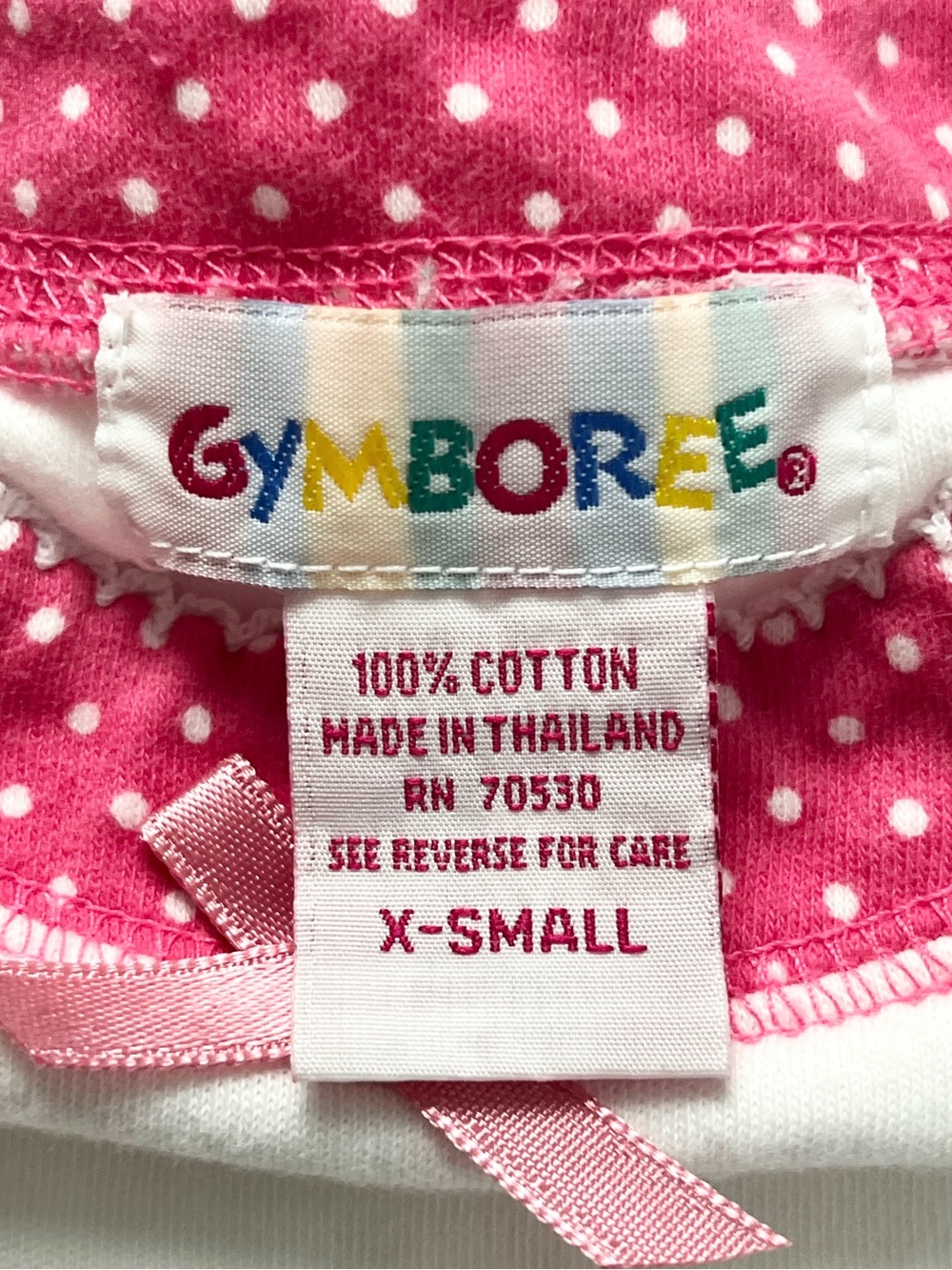 Gymboree Vintage 90s Kids Strawberry Pink White Polka Dot Puff Sleeve Top XS - Picture 12 of 13